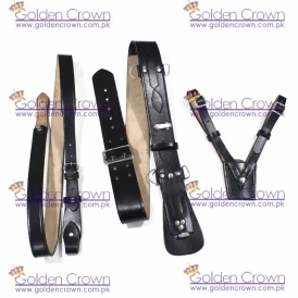 British Sam Browne Leather Belt Black