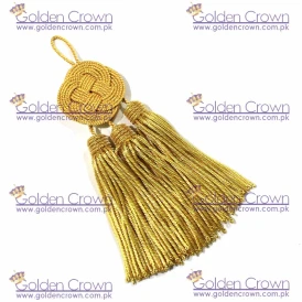 Bullion Tassel with knot 3 small gold Tassels Metallic thread and Viscose for liturgical