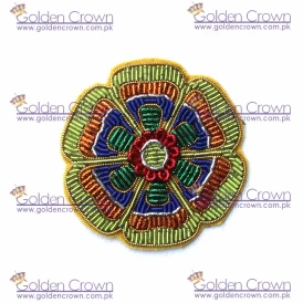 Hand Embroidered Colorful Flower Bullion Badges