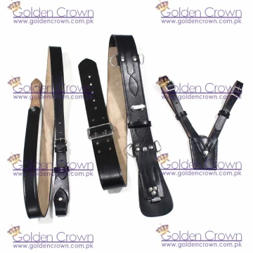 British Sam Browne Leather Belt Black