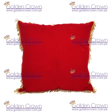 Coussin rouge velours frange