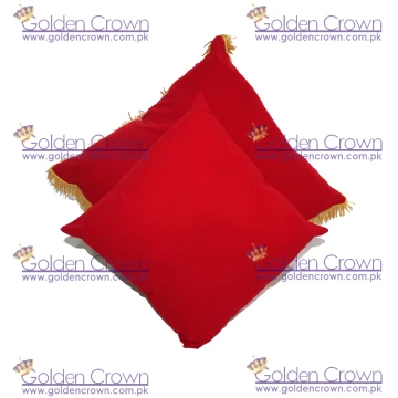 Coussin velours rouge frange bouillon or