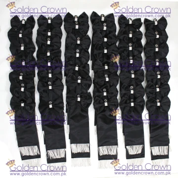 Cravate de deuil - franges bouillon argent