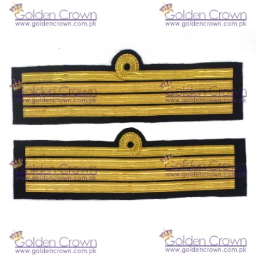 Cuff Rank Sleeve 1Curl 3 Bars Gold Captain