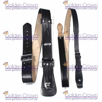 Sam Browne Brown Belt Silver Plated Fittings Hand Sewn