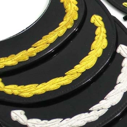 Military Uniform Embroidery Peaks Supplier, Army Cap Visors, Hand Embr