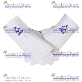 Custom Masonic Cotton Gloves with Square & Compass Lodge Number 