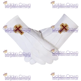Eminent Commander White Cotton Masonic Regalia Gloves