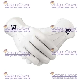 Freemason Masonic Gloves In Real Kid Leather With Black S C & G