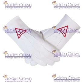 High Quality Masonic Royal Arch Cotton Gloves with beautiful Embroidery Logo Red