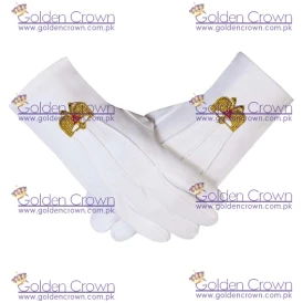 Hot Selling Cheap Hand Embroidered Scottish Rite Masonic Cotton Gloves