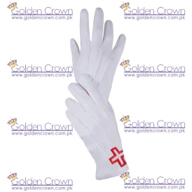 Knights Templar Cross White Masonic Cotton regalia Gloves