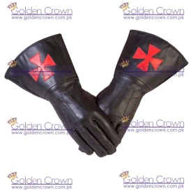 Knights Templar Masonic Gauntlets in Real Leather