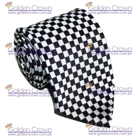 Masonic Black and White silk Tie