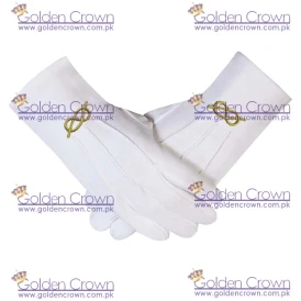 Masonic Gold knot Machine Embroidery White Cotton Gloves Wholesale