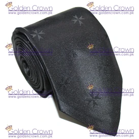 Masonic Knight Malta Silk Tie with Woven Malta Cross Logo