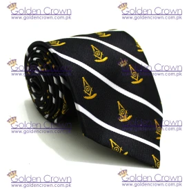 Masonic Past Master Logo Mens Necktie Striped Lodge Fraternity Freemason