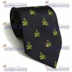Masonic Regalia Craft Masons Silk Tie Embroidered Square Compass & G
