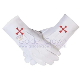 Masonic Regalia Order of the Red Cross Symbol Gloves Cotton - Knights Of Templar Masonic Regalia Clothing