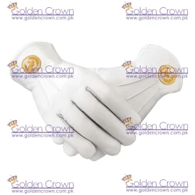 Masonic Regalia White Soft Leather Gloves Square Compass & G