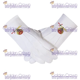 Masonic Shriner Emblem White Cotton Glove Masonic Gloves