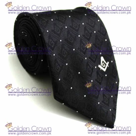 Masonic Tie with Square Compass & G Black