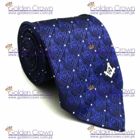 Masonic Tie with Square Compass with G Blue