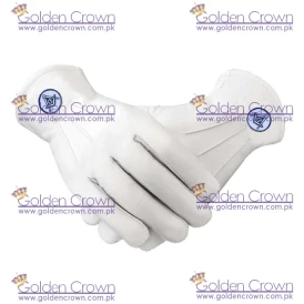 Masonic White Leather Gloves With Square & Compass Patch White Masonic Gloves