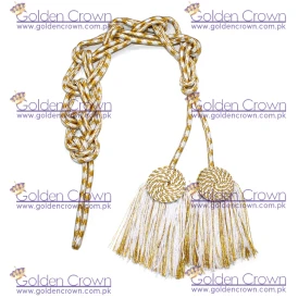 White And Gold Flat Knot Cincture