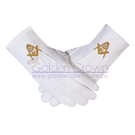 WHITE MASONIC GLOVES WEDDING CADET MASON MARCHING COMPASS