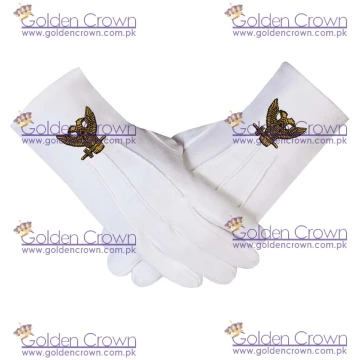 32 DEGREE WINGS UP & SCOTTISH RITE MASONIC EMBROIDERED GLOVES