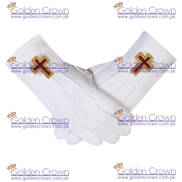 Eminent Commander White Cotton Masonic Regalia Gloves