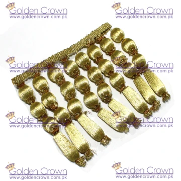 Filipino Borlas con Bolitas Fringe Gold French Bullion Gold Fringe