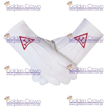 High Quality Masonic Royal Arch Cotton Gloves with beautiful Embroidery Logo Red