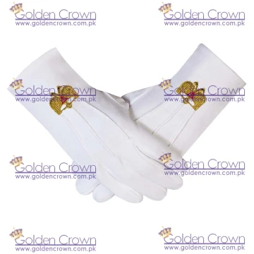 Hot Selling Cheap Hand Embroidered Scottish Rite Masonic Cotton Gloves
