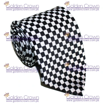 Masonic Black and White silk Tie
