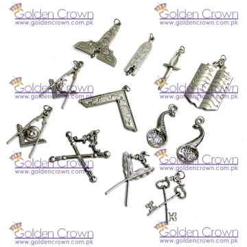 Masonic Blue Lodge Officers Jewels Set of 12 Officer Jewels in Silver plate