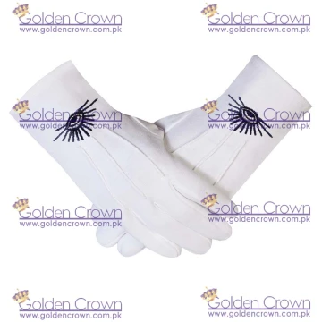 Masonic Freemasons All Seeing Eye Cotton Gloves embroidered