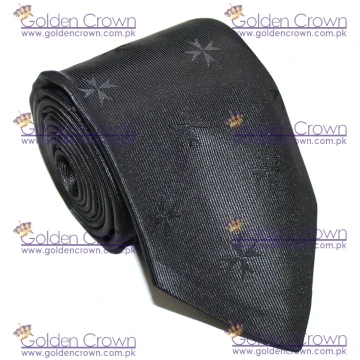 Masonic Knight Malta Silk Tie with Woven Malta Cross Logo
