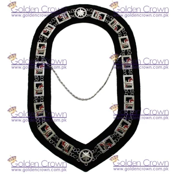 Masonic Knight Templar Officer Chain Collar Silver Jewels on Black Velvet