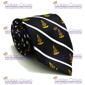 Masonic Past Master Logo Mens Necktie Striped Lodge Fraternity Freemason