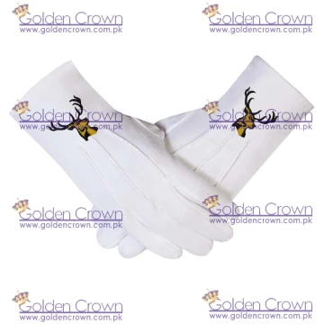 Masonic Regalia Ceremonial Machine Embroidered Cotton Gloves