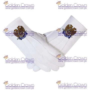  Masonic Scottish Rite 32 Degree Consistory Cotton Fabric Gloves Mason Regalia
