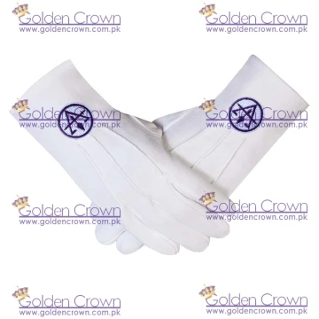 Masonic White Gloves PURPLE Embroidered RSM ROYAL & SELECT