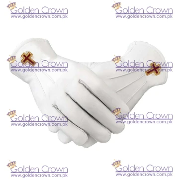 Soft Leather Eminent Commander White Leather Masonic Gloves