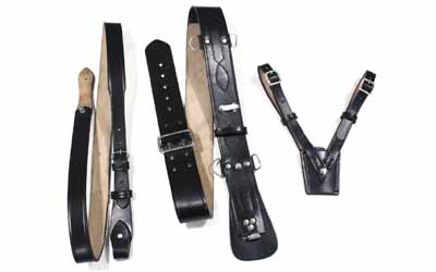 British Sam Browne Leather Belt Black