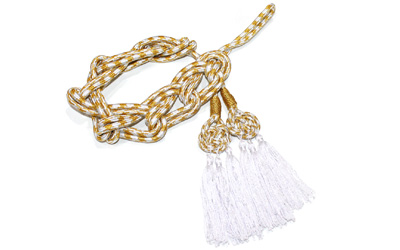 Celtic Knot Liturgical Cincture gold and colour 3 small Tassels Cotton