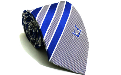 New Design Masonic Masons Striped tie with Square Compass & G