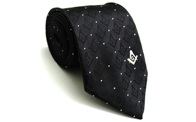 Masonic Tie with Square Compass & G Black