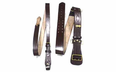 Sam Browne Brown Belt Gold Plated Fittings Hand Sewn